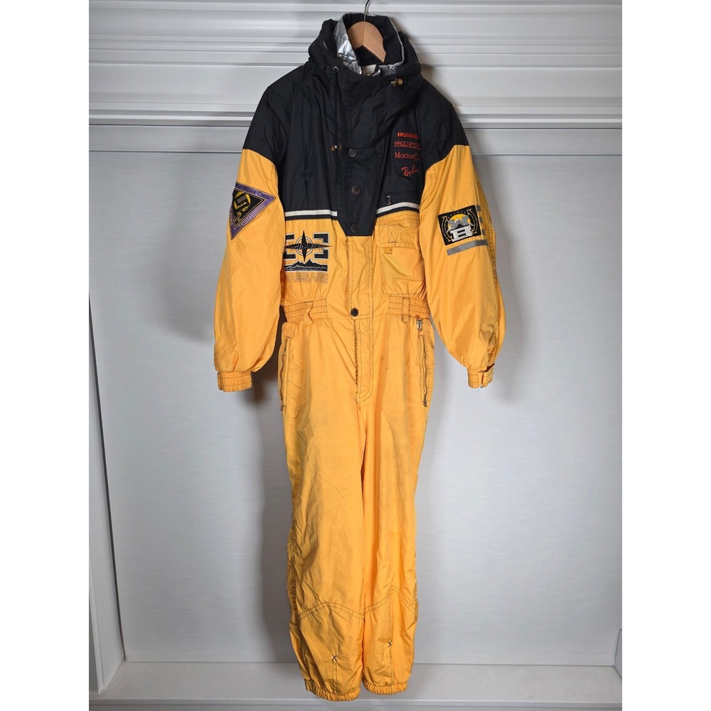 Vintage Bogner Ski Suit Mens Yellow Black One Piece North West Passage Squaw